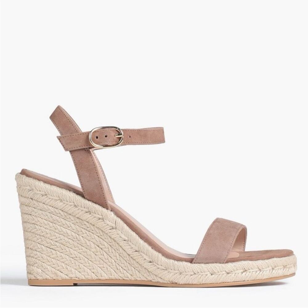 Stuart Weitzman Teddi suede espadrille wedge sandals Size 9.5 - Picture 1 of 13